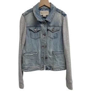 Pilcro and the Letterpress Denim‎ Jacket Gray Sleeve Embroidered Back Women's S